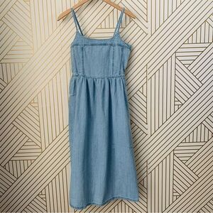 Levi's NWT Alessie Bustier Midi Corset Style A line Medium Wash Jean Dress Denim